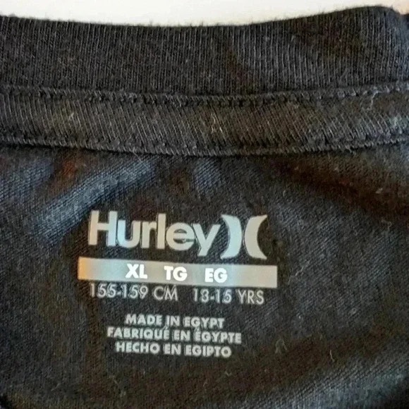 Hurley Black Graphic Tee with Neon Beach Icons - Picture 3 of 3